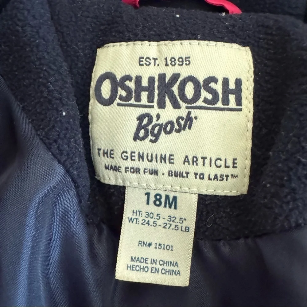 Oshkosh Pink Baby Girl Jacket Puffer Coat Hooded 18M